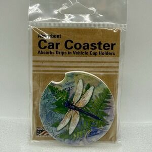 CounterArt Choose Peace Dragonfly Absorbent Stoneware Car Coaster Made in USA
